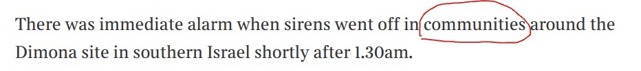 The Times corrects erroneous reference to “settlements” near Dimona